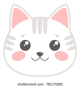 Cute Cat Face Vector Illustration Stock Vector (Royalty Free) 785170282 ...