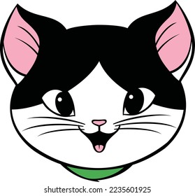 Cute cat face. Vectorial editable illustration.