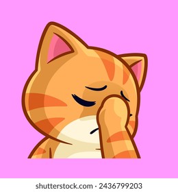 cute cat facepalm emotes sticker vetor cartoon illustration