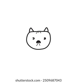 Cute  cat faces. Black color. Isolated icons. Vector outline illustration