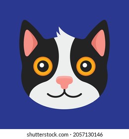 caras de un lindo gato con estilo dibujado a mano. estilo de diseño plano ilustración vectorial mínima. vector de dibujos animados de cara de gato