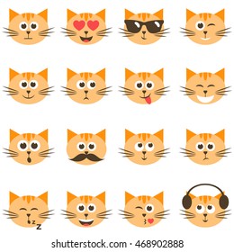 cute cat faces set