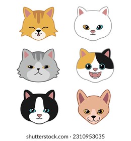 Cute cat facial expression vector