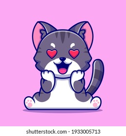 Un Gato Aburrido Cae Enamorado Ilustración Icono Vector De Caricatura. Concepto de icono de la naturaleza animal Vector Premium aislado. Estilo de dibujo plano