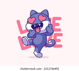 Cute Cat Falling In Love Cartoon Vector Icon Illustration.