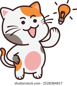 Cute Cat Find Ideas with Lightbulb Illustrations