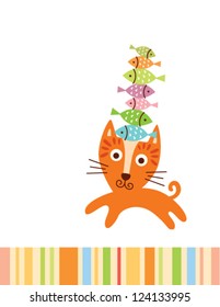 cute cat with fish