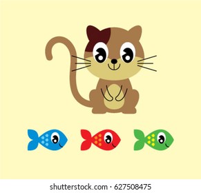 cute cat fish vector