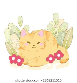 Cute cat flat design illustration