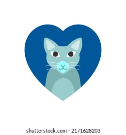 cute cat flat design, shaped love