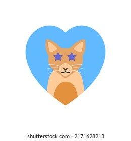 cute cat flat design, shaped love