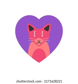 cute cat flat design, shaped love