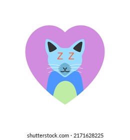 cute cat flat design, shaped love