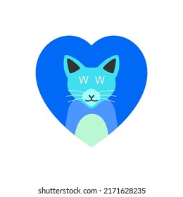 cute cat flat design, shaped love