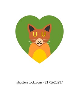 cute cat flat design, shaped love