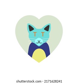 cute cat flat design, shaped love