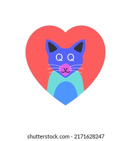 cute cat flat design, shaped love