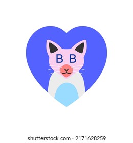 diseño plano de gato lindo, amor con forma