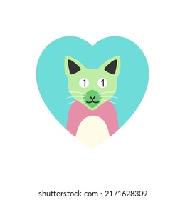 diseño plano de gato lindo, amor con forma