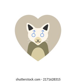 cute cat flat design, shaped love