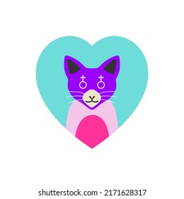cute cat flat design, shaped love
