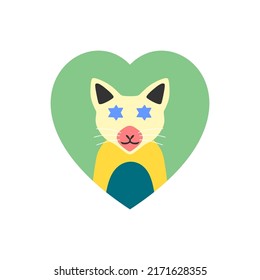cute cat flat design, shaped love