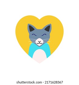 cute cat flat design, shaped love