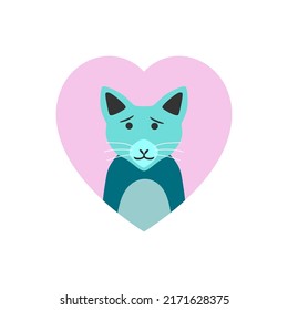 cute cat flat design, shaped love