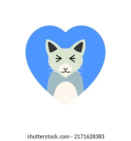 cute cat flat design, shaped love