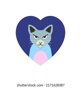 cute cat flat design, shaped love