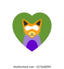 cute cat flat design, shaped love