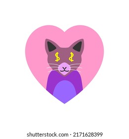 cute cat flat design, shaped love