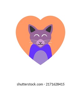cute cat flat design, shaped love