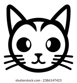 Cute Cat Flat Icon Isolated On White Background