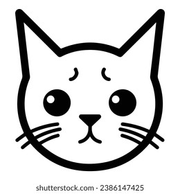 Cute Cat Flat Icon Isolated On White Background