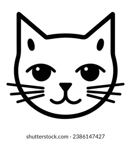 Cute Cat Flat Icon Isolated On White Background