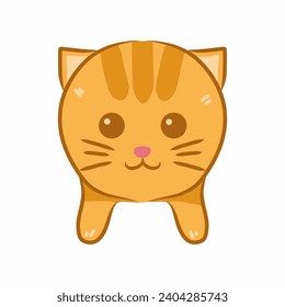 cute cat flat illustration. Smiling cat Vector Illustration. cute cat sticker. orange cat illustration.