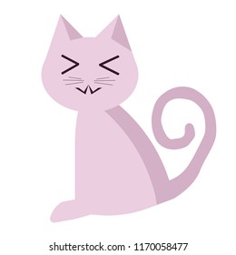 Cute cat in flat style on isolated background