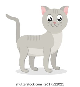 Cute cat in flat style. Vector illustration on white background.