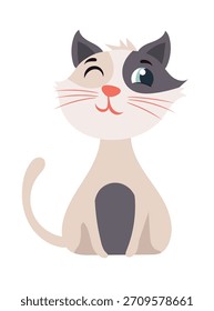Cute cat. Flat vector clipart illustration with isolated background.
