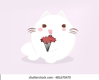 cute cat and flower
