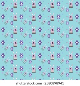 Cute cat, flower  faces with text Little
