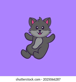Cute cat is flying. Animal cartoon concept isolated. Can used for t-shirt, greeting card, invitation card or mascot.