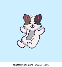 Cute cat is flying. Animal cartoon concept isolated. Can used for t-shirt, greeting card, invitation card or mascot.