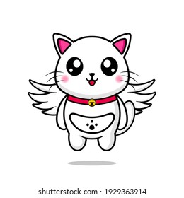 cute cat flying design mascot kawaii