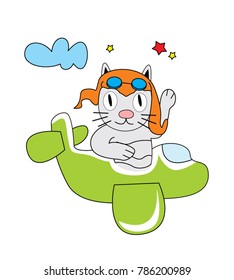 Cute cat flying on plane