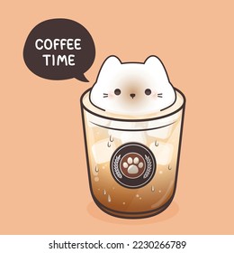 cute cat foam inside coffee cup