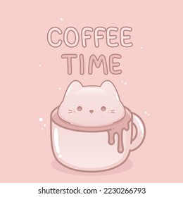 cute cat foam inside coffee cup