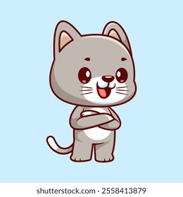 Cute Cat Folding Hand Cartoon Vector Icon Illustration. 
Animal Nature Icon Concept Isolated Premium Vector. Flat 
Cartoon Style 