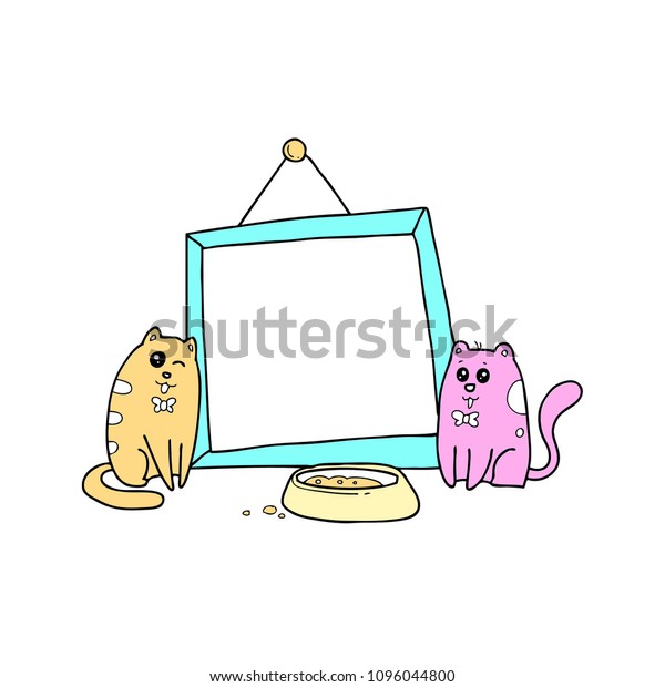 Cute Cat Frame Stock Vector (Royalty Free) 1096044800 | Shutterstock